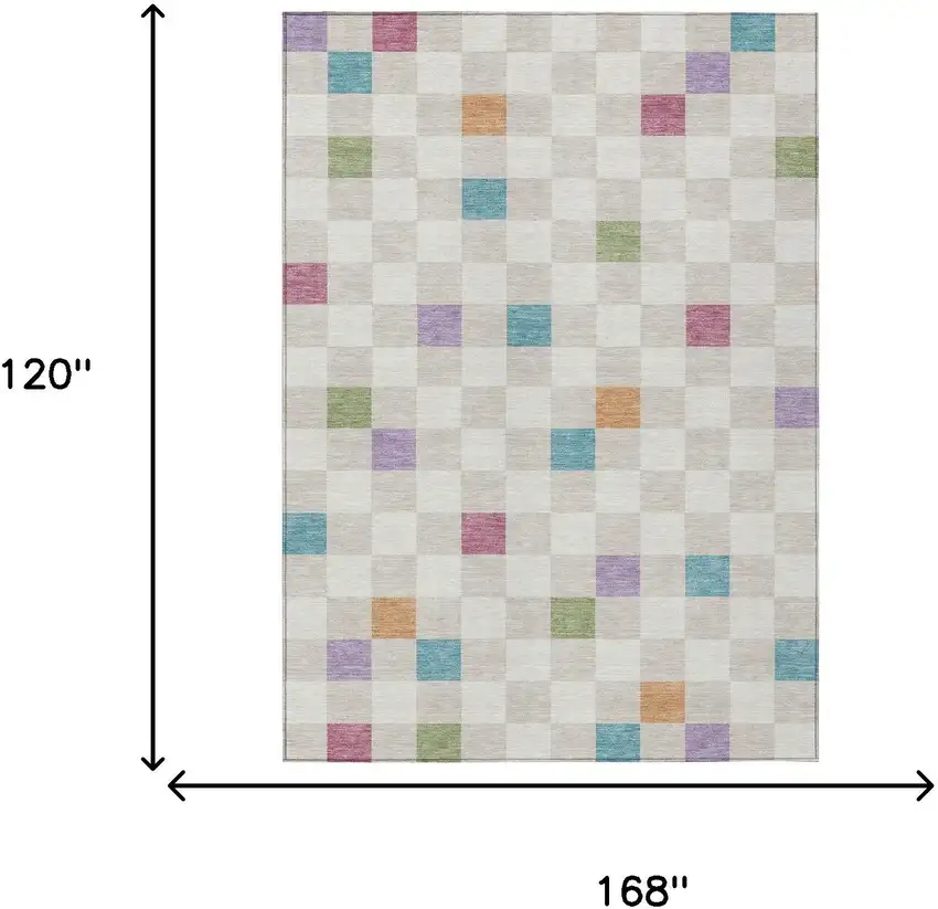 Pearl And Ivory Geometric Washable Indoor Outdoor Area Rug Photo 9