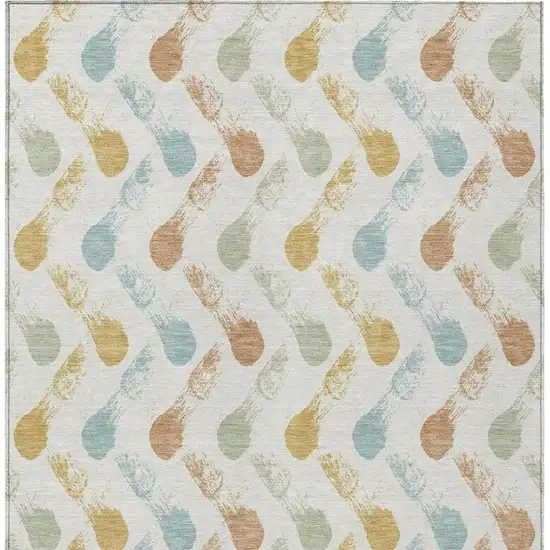 Pearl And Ivory Geometric Washable Indoor Outdoor Area Rug Photo 3
