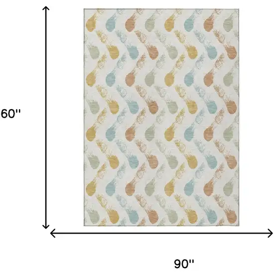 Pearl And Ivory Geometric Washable Indoor Outdoor Area Rug Photo 6