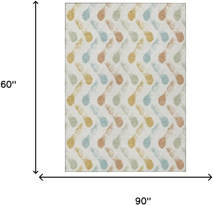 Pearl And Ivory Geometric Washable Indoor Outdoor Area Rug Photo 6