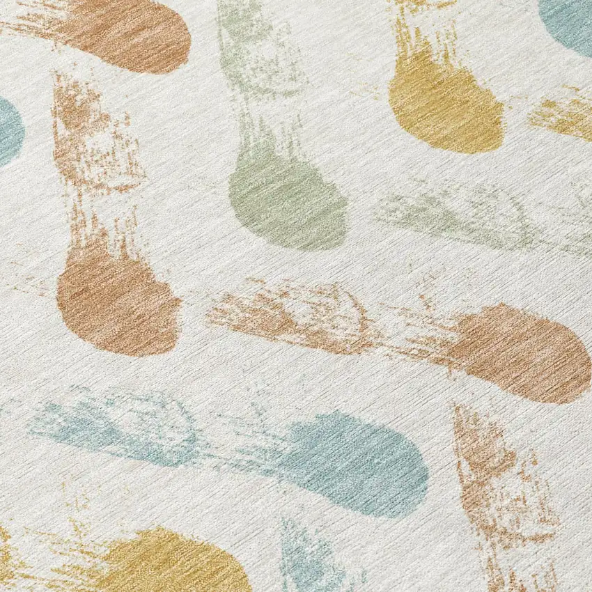Pearl And Ivory Geometric Washable Indoor Outdoor Area Rug Photo 5
