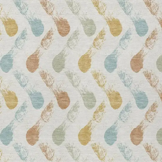 Pearl And Ivory Geometric Washable Indoor Outdoor Area Rug Photo 2