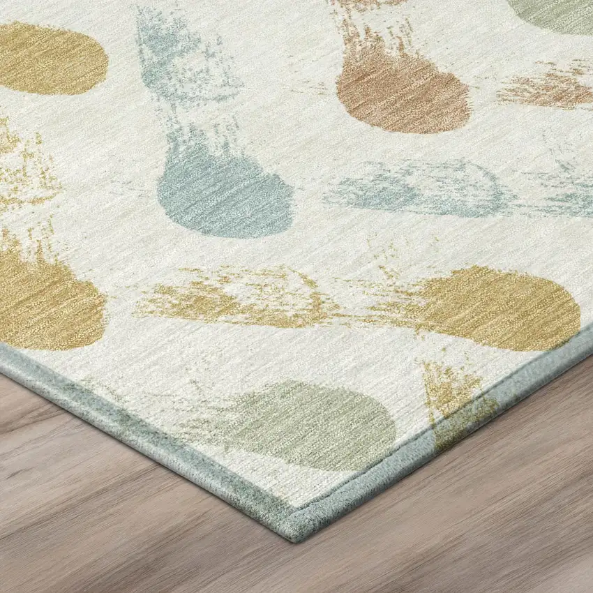 Pearl And Ivory Geometric Washable Indoor Outdoor Area Rug Photo 4