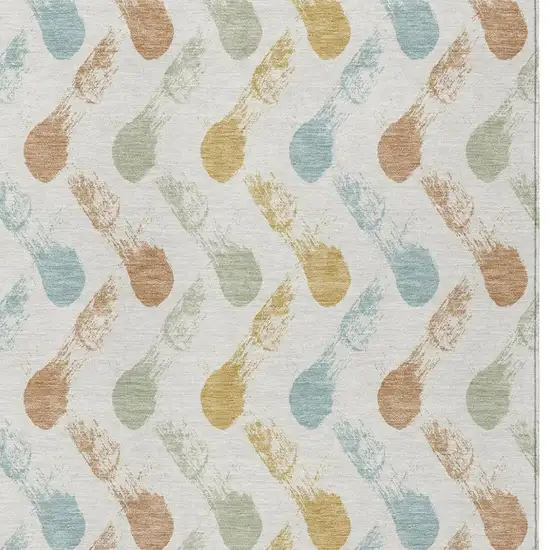 Pearl And Ivory Geometric Washable Indoor Outdoor Area Rug Photo 2