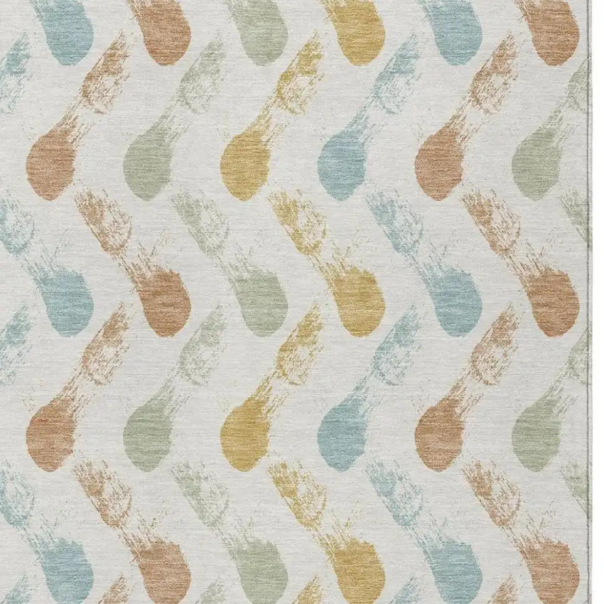 Pearl And Ivory Geometric Washable Indoor Outdoor Area Rug Photo 2