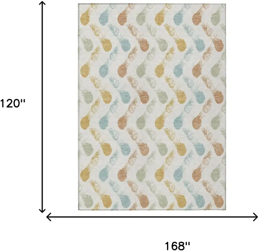 Pearl And Ivory Geometric Washable Indoor Outdoor Area Rug Photo 6