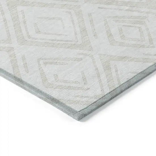 Pearl And Ivory Geometric Washable Indoor Outdoor Area Rug Photo 4