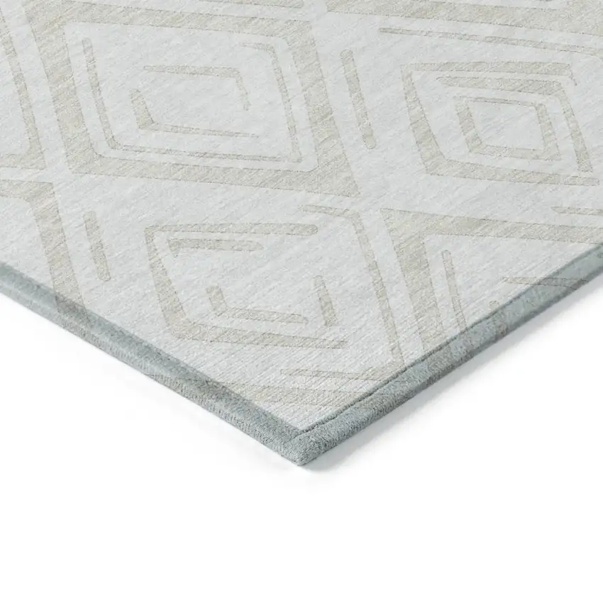Pearl And Ivory Geometric Washable Indoor Outdoor Area Rug Photo 4