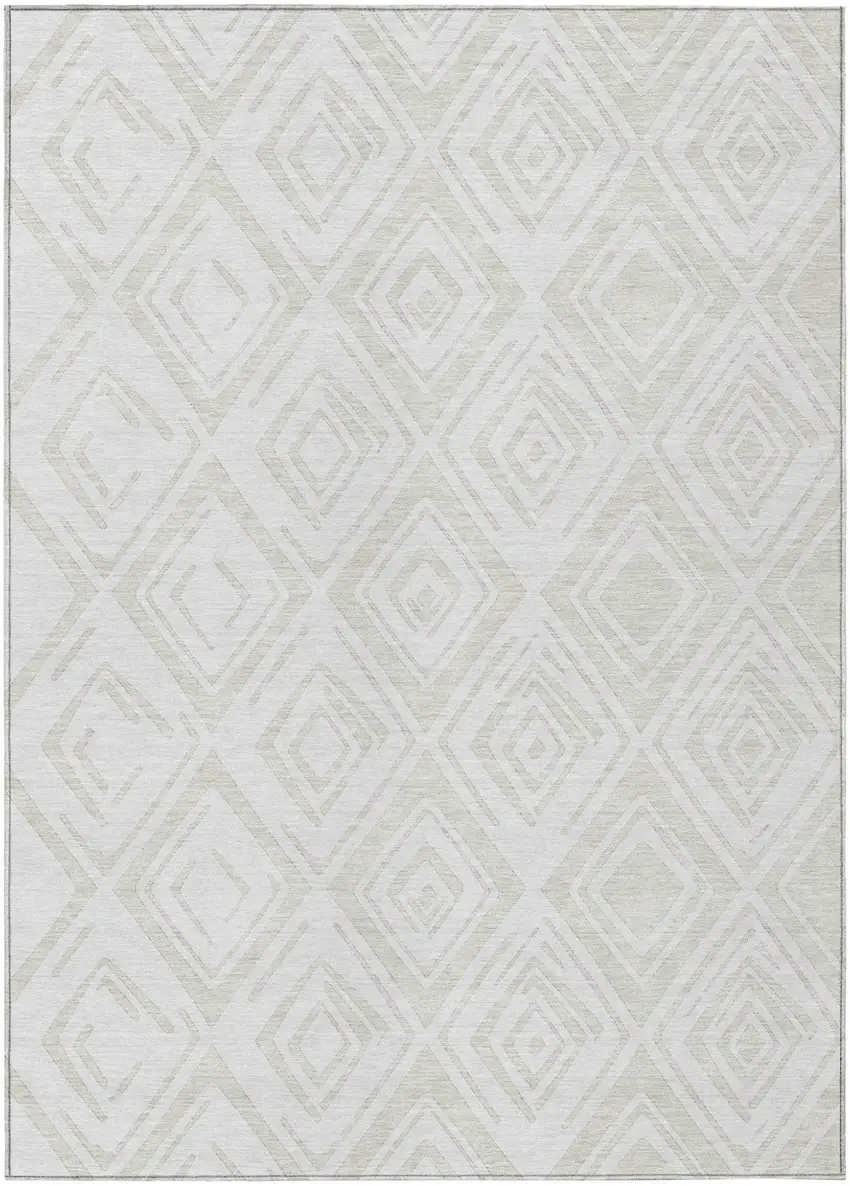 Pearl And Ivory Geometric Washable Indoor Outdoor Area Rug Photo 2
