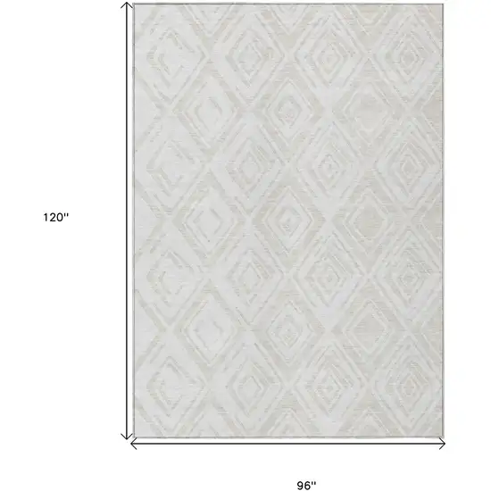 Pearl And Ivory Geometric Washable Indoor Outdoor Area Rug Photo 3