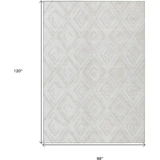 Pearl And Ivory Geometric Washable Indoor Outdoor Area Rug Photo 3