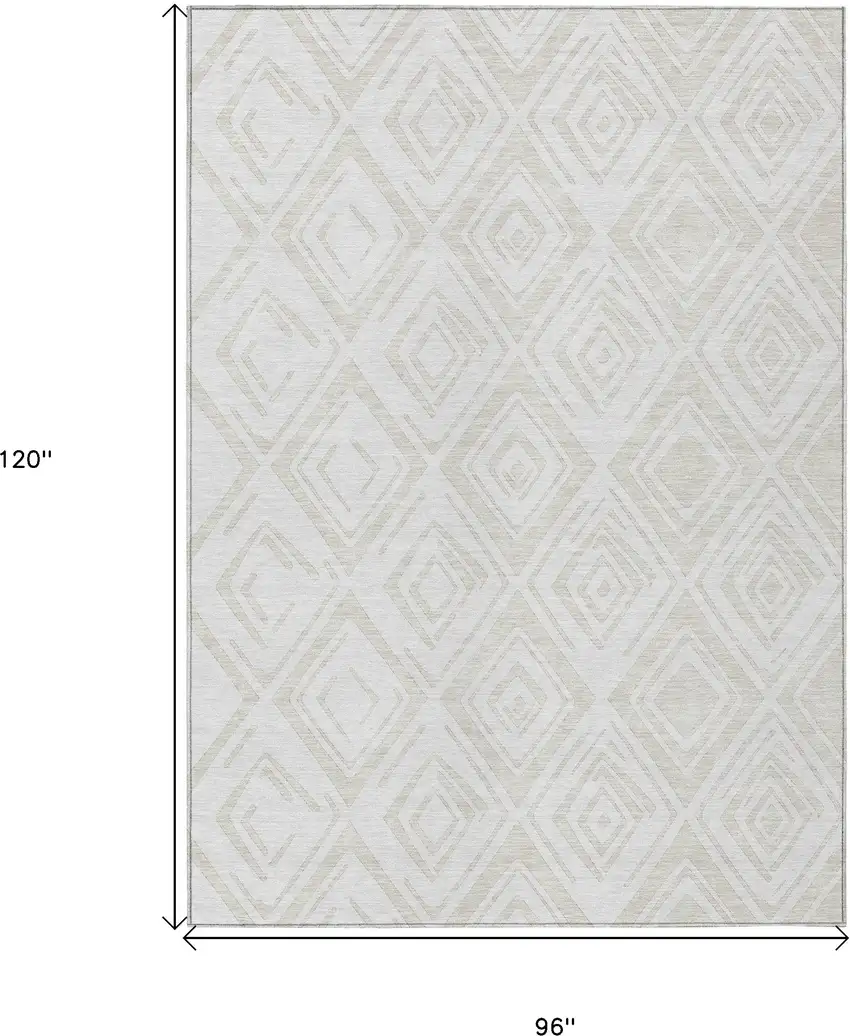 Pearl And Ivory Geometric Washable Indoor Outdoor Area Rug Photo 3