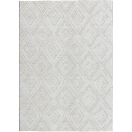 Pearl And Ivory Geometric Washable Indoor Outdoor Area Rug Photo 6