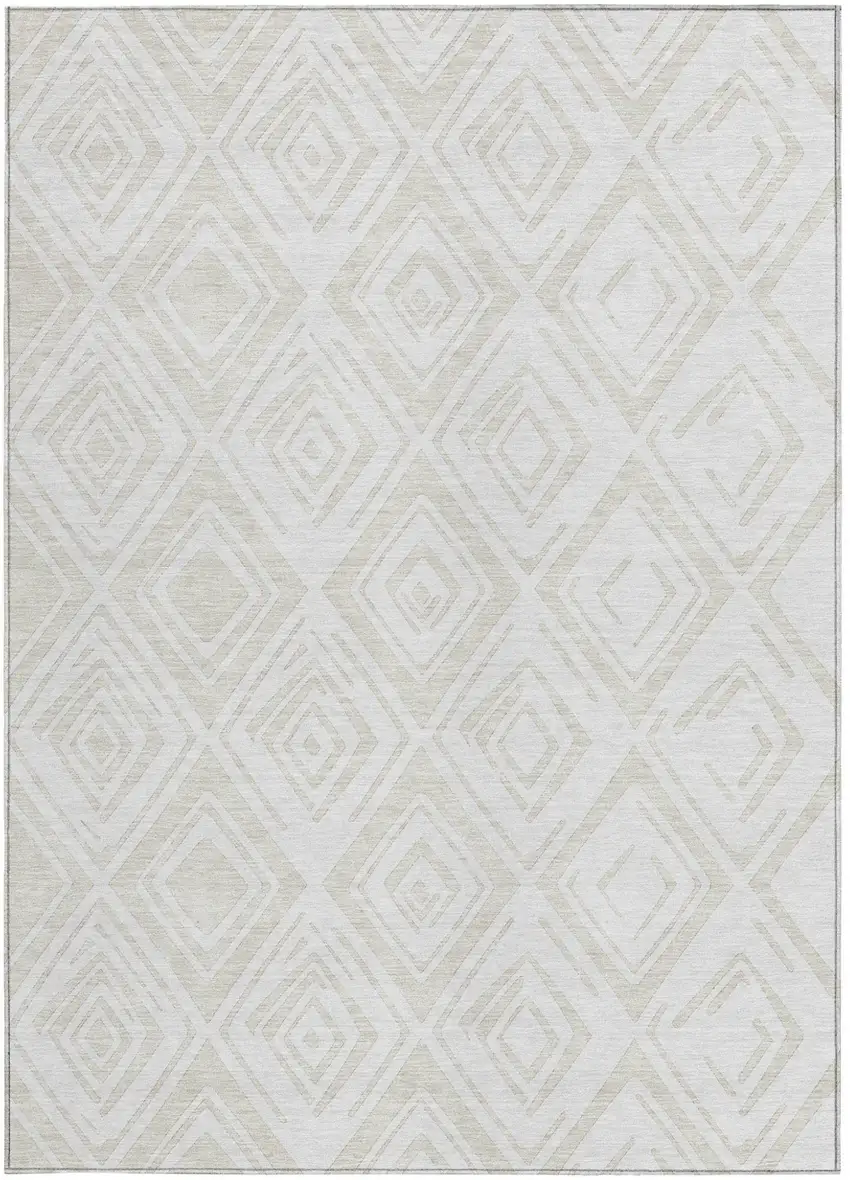 Pearl And Ivory Geometric Washable Indoor Outdoor Area Rug Photo 6