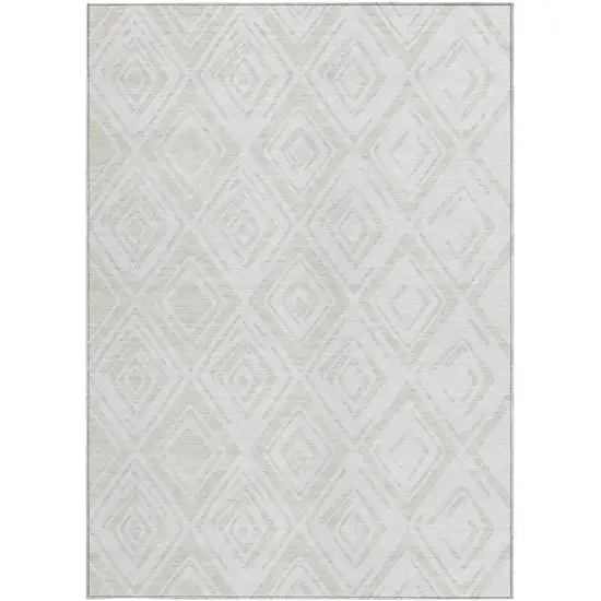 Pearl And Ivory Geometric Washable Indoor Outdoor Area Rug Photo 6