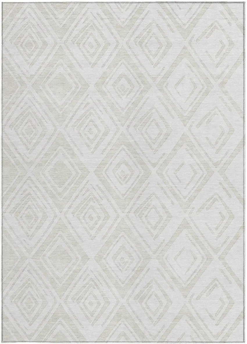 Pearl And Ivory Geometric Washable Indoor Outdoor Area Rug Photo 6