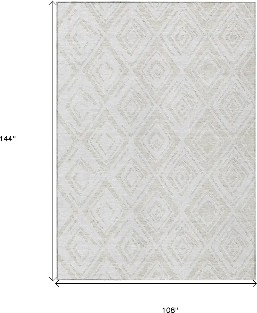 Pearl And Ivory Geometric Washable Indoor Outdoor Area Rug Photo 3
