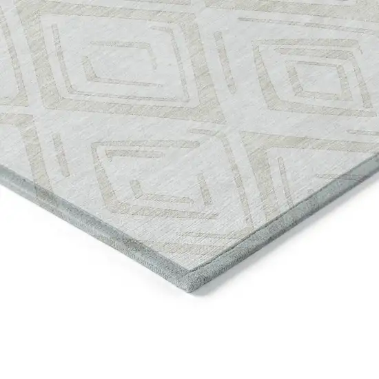 Pearl And Ivory Geometric Washable Indoor Outdoor Area Rug Photo 3