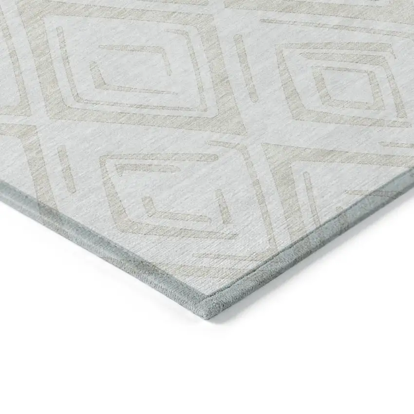 Pearl And Ivory Geometric Washable Indoor Outdoor Area Rug Photo 3