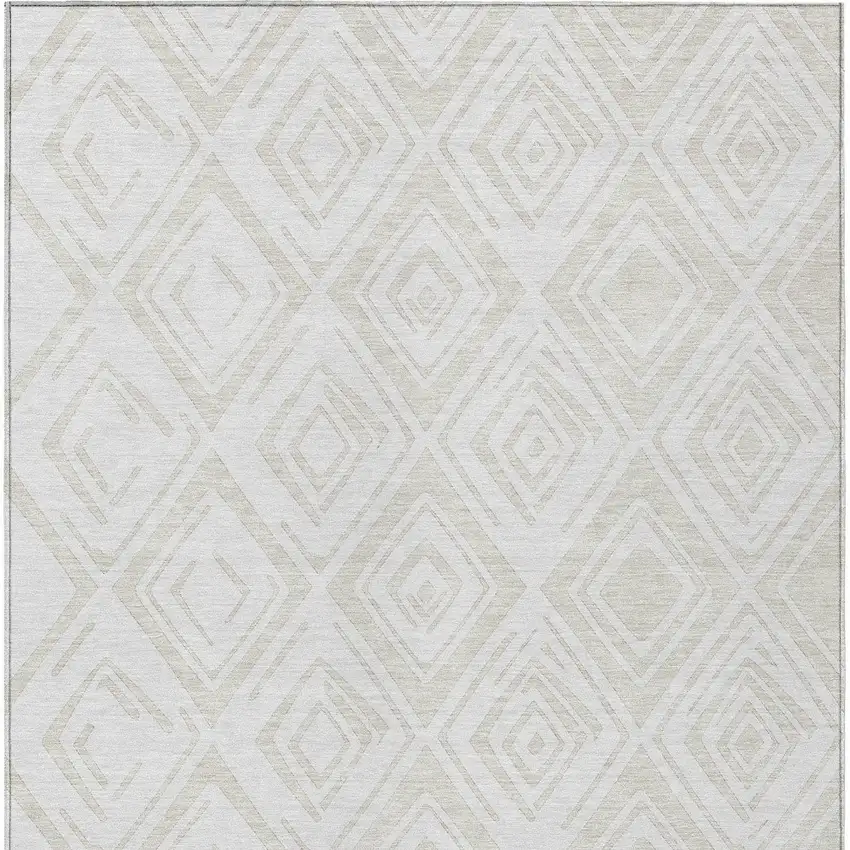 Pearl And Ivory Geometric Washable Indoor Outdoor Area Rug Photo 4