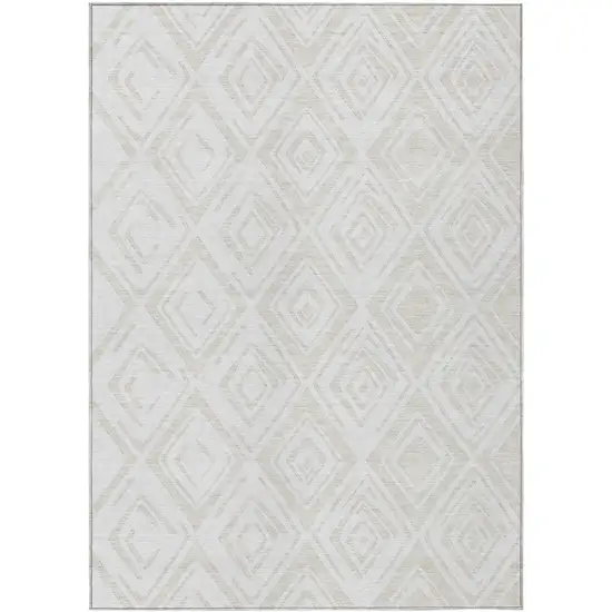 Pearl And Ivory Geometric Washable Indoor Outdoor Area Rug Photo 1