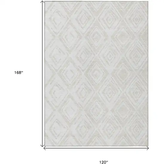 Pearl And Ivory Geometric Washable Indoor Outdoor Area Rug Photo 3