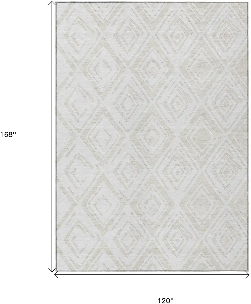 Pearl And Ivory Geometric Washable Indoor Outdoor Area Rug Photo 3