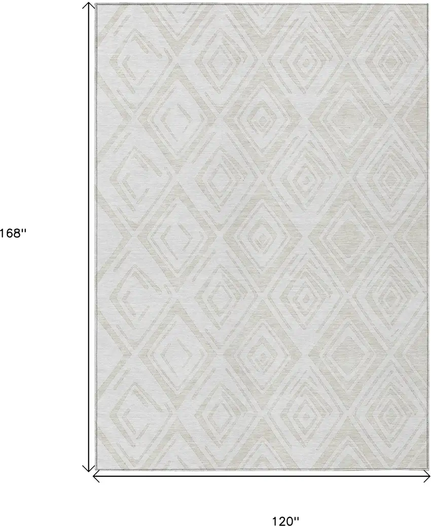 Pearl And Ivory Geometric Washable Indoor Outdoor Area Rug Photo 3