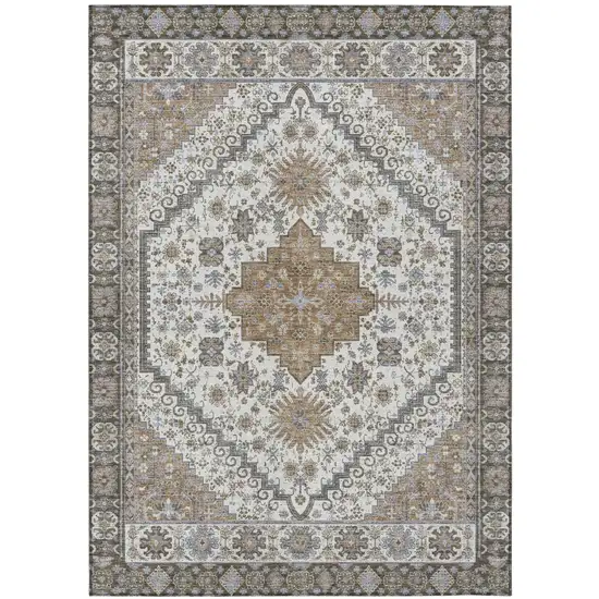Pearl And Ivory Oriental Washable Indoor Outdoor Area Rug Photo 2