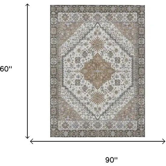 Pearl And Ivory Oriental Washable Indoor Outdoor Area Rug Photo 5