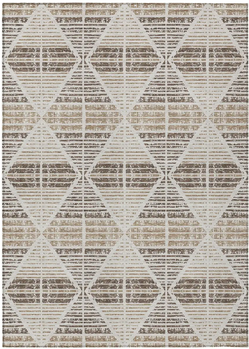 Pearl And Navy Blue Geometric Washable Indoor Outdoor Area Rug Photo 2