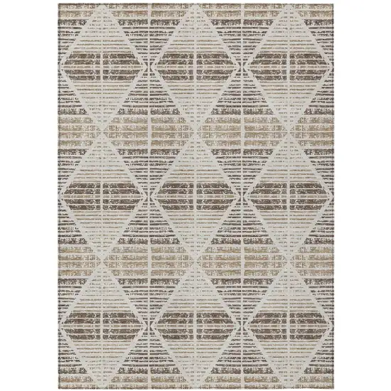 Pearl And Navy Blue Geometric Washable Indoor Outdoor Area Rug Photo 2