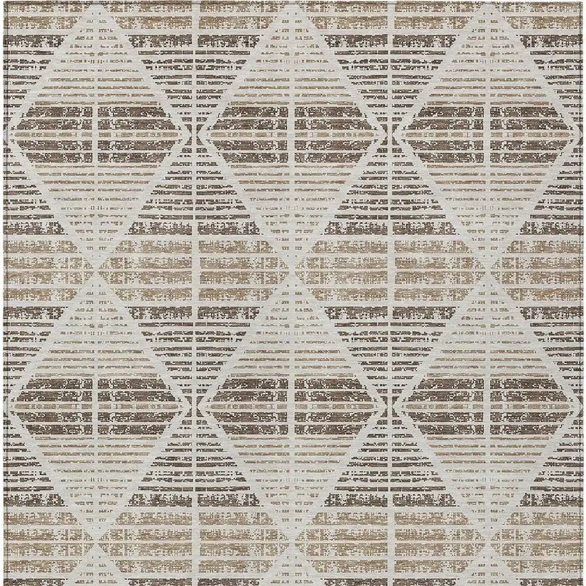 Pearl And Navy Blue Geometric Washable Indoor Outdoor Area Rug Photo 4