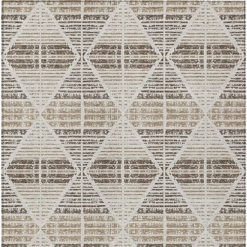 Pearl And Navy Blue Geometric Washable Indoor Outdoor Area Rug Photo 6