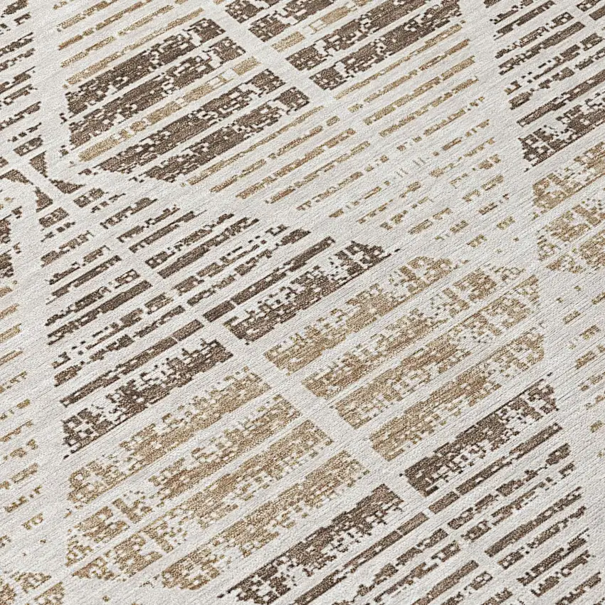 Pearl And Navy Blue Geometric Washable Indoor Outdoor Area Rug Photo 8