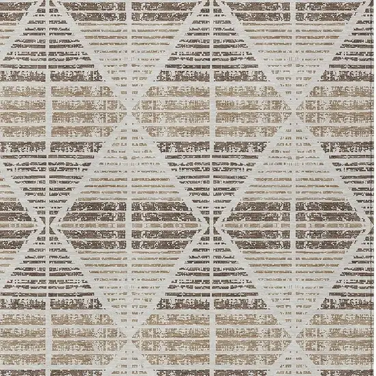 Pearl And Navy Blue Geometric Washable Indoor Outdoor Area Rug Photo 5
