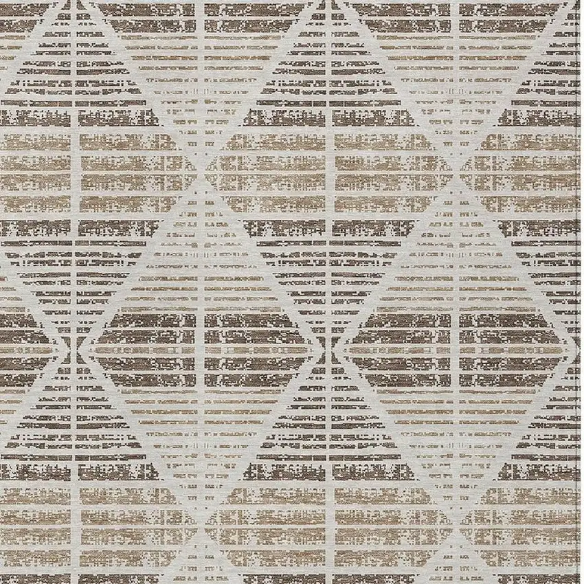 Pearl And Navy Blue Geometric Washable Indoor Outdoor Area Rug Photo 5