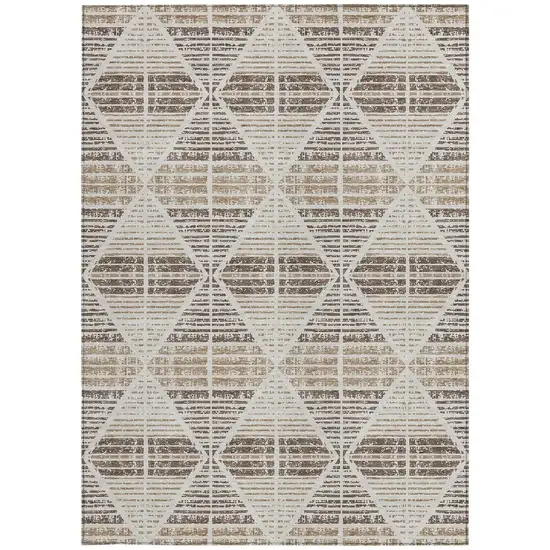 Pearl And Navy Blue Geometric Washable Indoor Outdoor Area Rug Photo 4