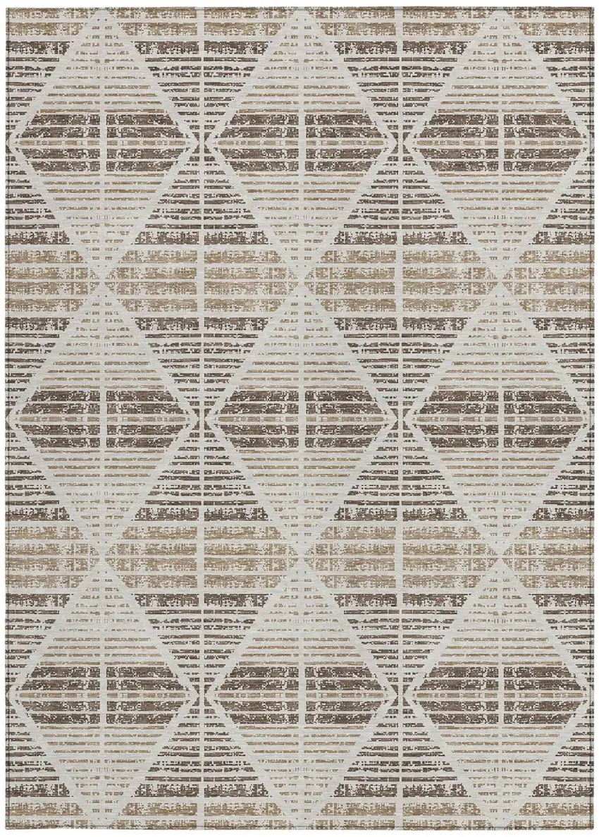 Pearl And Navy Blue Geometric Washable Indoor Outdoor Area Rug Photo 4