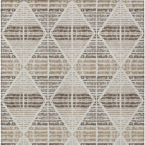 Pearl And Navy Blue Geometric Washable Indoor Outdoor Area Rug Photo 3