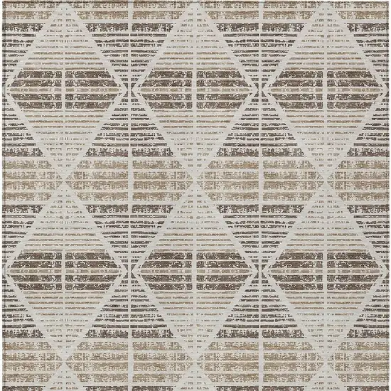 Pearl And Navy Blue Geometric Washable Indoor Outdoor Area Rug Photo 6