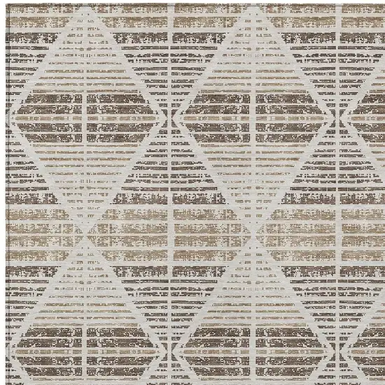 Pearl And Navy Blue Geometric Washable Indoor Outdoor Area Rug Photo 5
