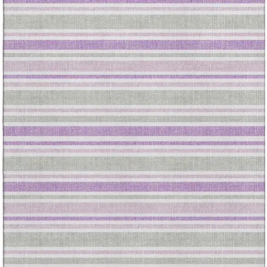 Pearl And Purple Striped Washable Area Rug With UV Protection Photo 2