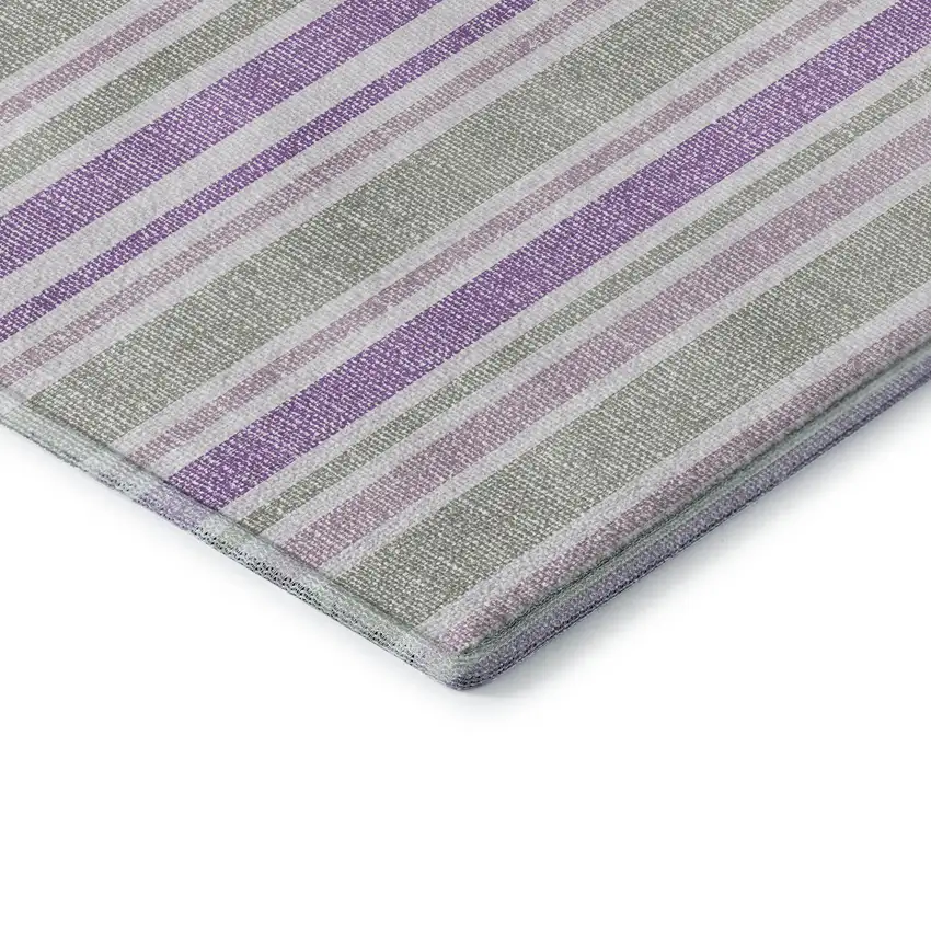Pearl And Purple Striped Washable Area Rug With UV Protection Photo 7
