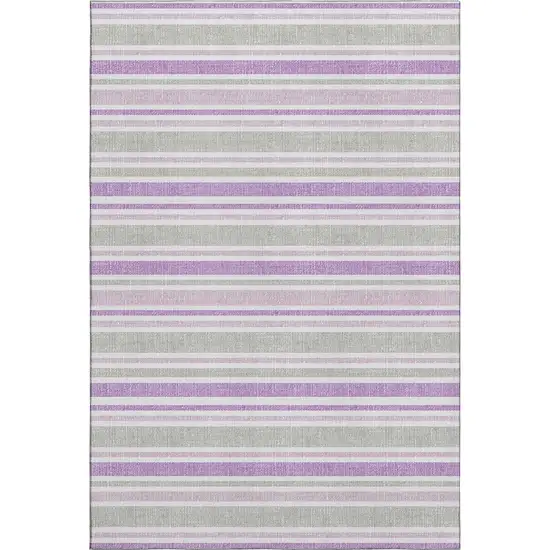 Pearl And Purple Striped Washable Area Rug With UV Protection Photo 1