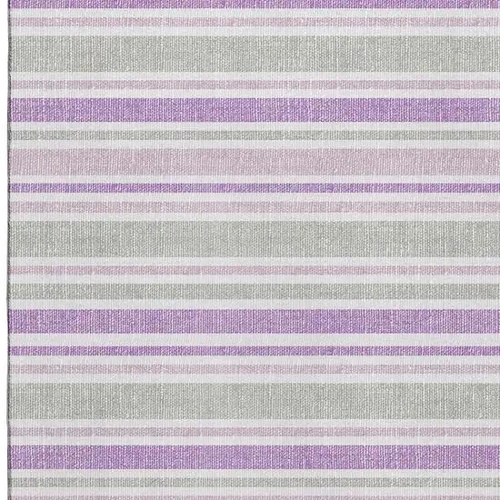 Pearl And Purple Striped Washable Area Rug With UV Protection Photo 2