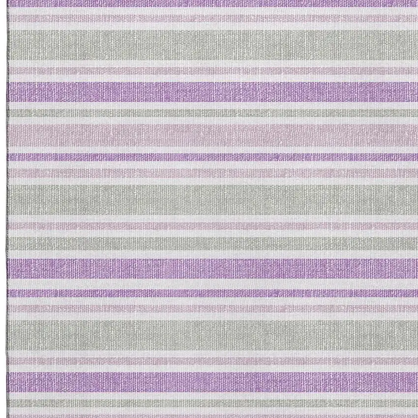 Pearl And Purple Striped Washable Area Rug With UV Protection Photo 2