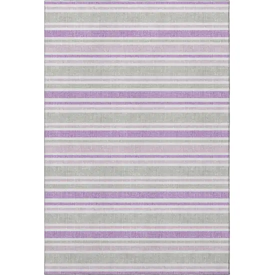 Pearl And Purple Striped Washable Area Rug With UV Protection Photo 3
