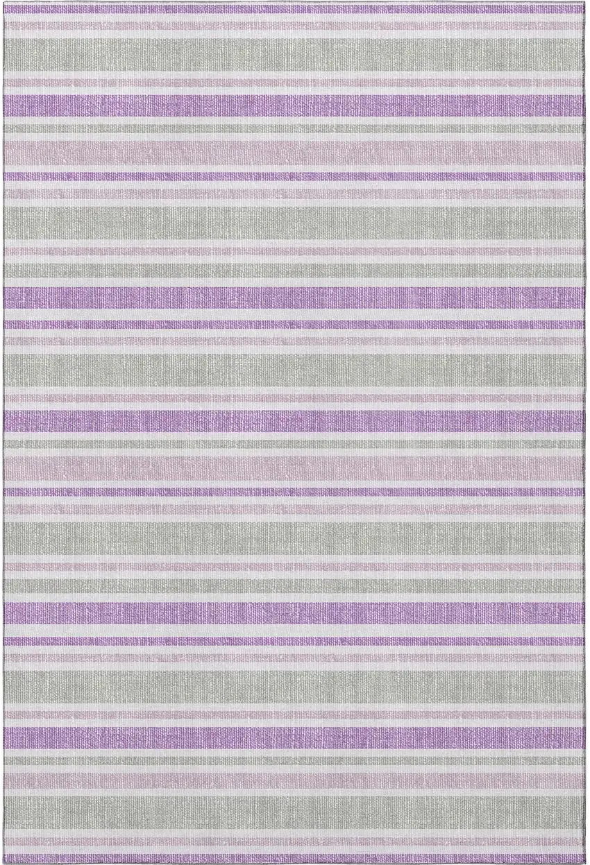 Pearl And Purple Striped Washable Area Rug With UV Protection Photo 3