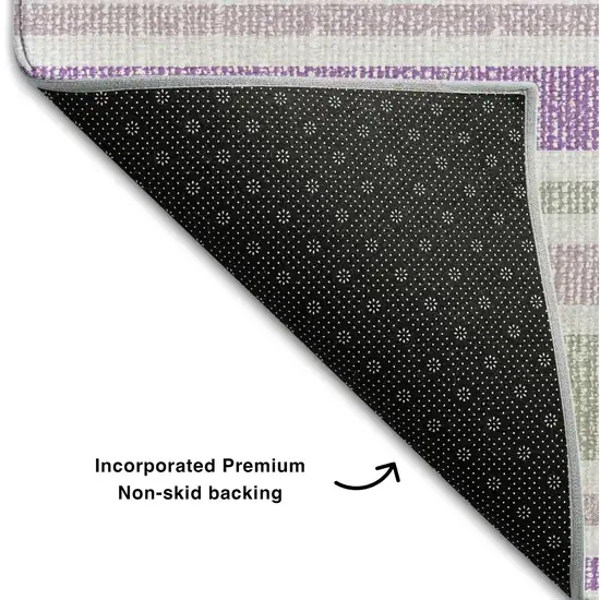 Pearl And Purple Striped Washable Area Rug With UV Protection Photo 6